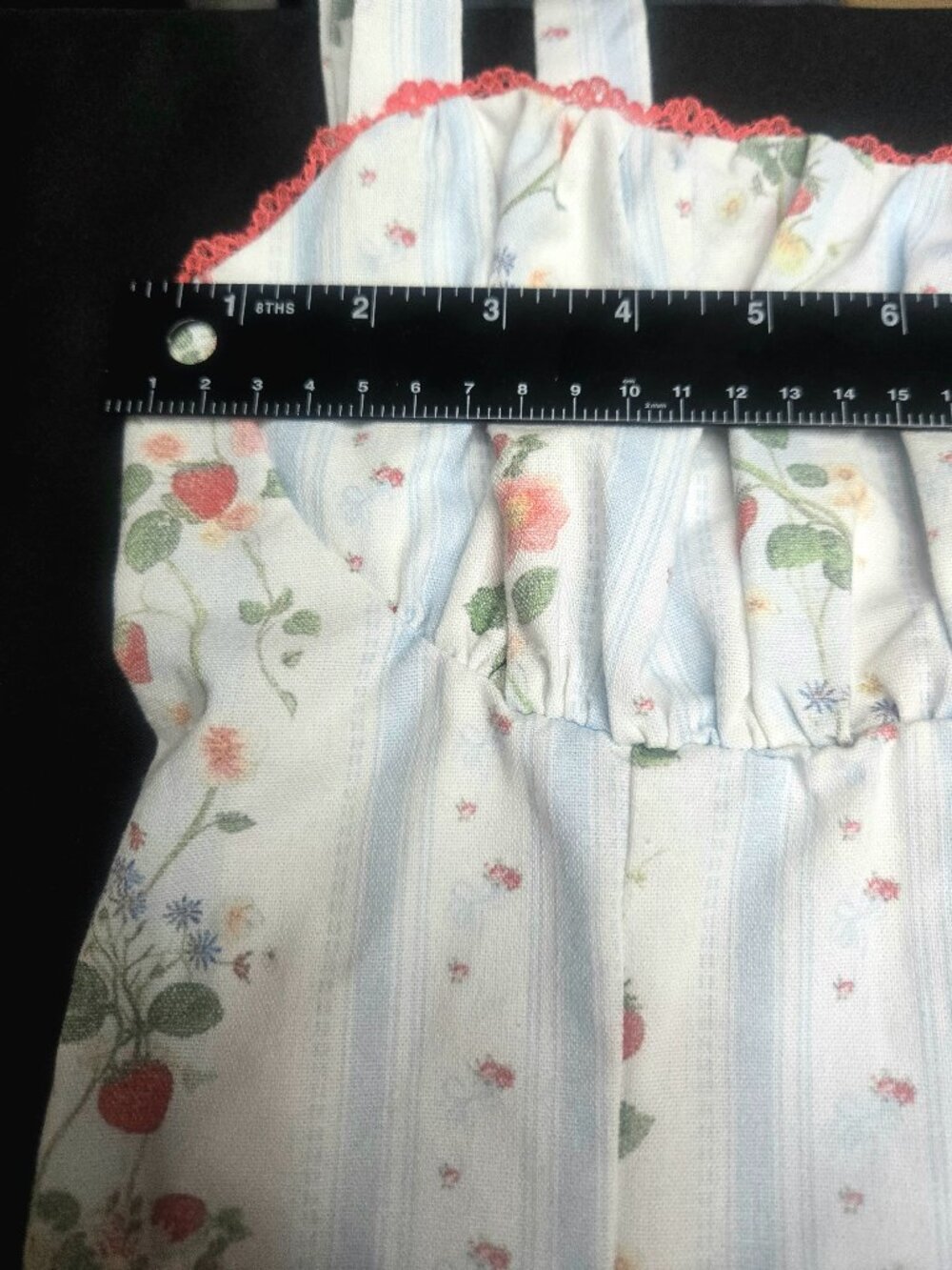 Cider Halter Dress Large Strawberry Floral Coquette Cottagecore Milkmaid - Picture 7 of 12